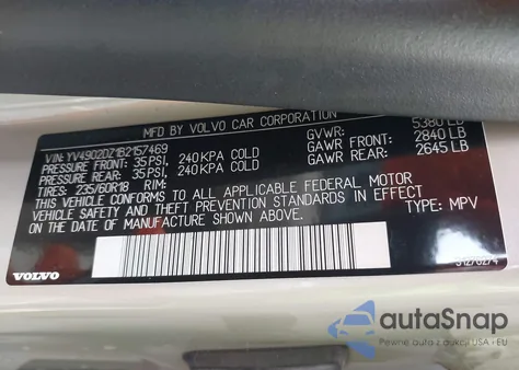 2011 Volvo Xc60 T6/T6 R-Design from USA, damaged, VIN YV4902DZ1B2157469